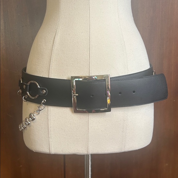 Wide Black Silver Hardware Rocker Belt M/L main image 9